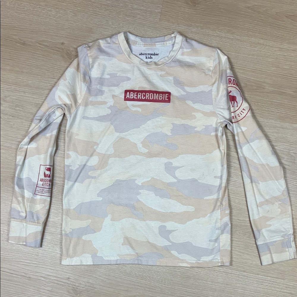 Abercrombie Kids Beige Camouflage Long Sleeve Tee 11/12